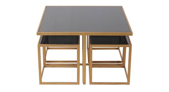 Valentino Black Glass Nesting Coffee Table in Dark Gold Finish - 1-96-1-10 (Golden Finish) by Urban Ladder - Design 1 Side View - 847846