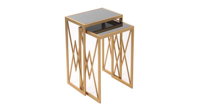 Valentino Black Glass Nesting Side Table in Dark Gold Finish - 1-96-1-13 (Golden Finish) by Urban Ladder - Front View Design 1 - 847911