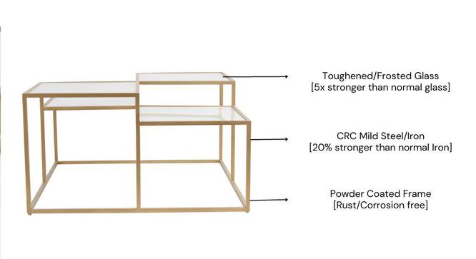 Valentino Frosted Glass Bunching Coffee Table in Dark Gold Finish - 1-96-1-3 (Golden Finish) by Urban Ladder - Design 1 Side View - 847934