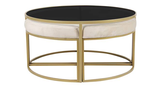 Benton Nesting Black Glass Coffee Table Set With 4 Stools In Gold Finish - 1-21-12-4 (Golden Finish) by Urban Ladder - Design 1 Side View - 848027
