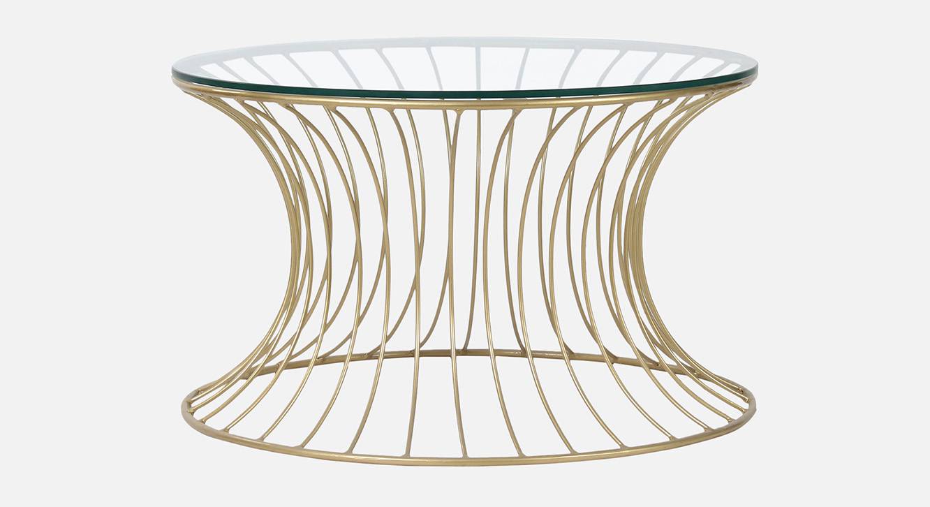 Perth Round Metal Coffee Table in Golden Finish - Urban Ladder