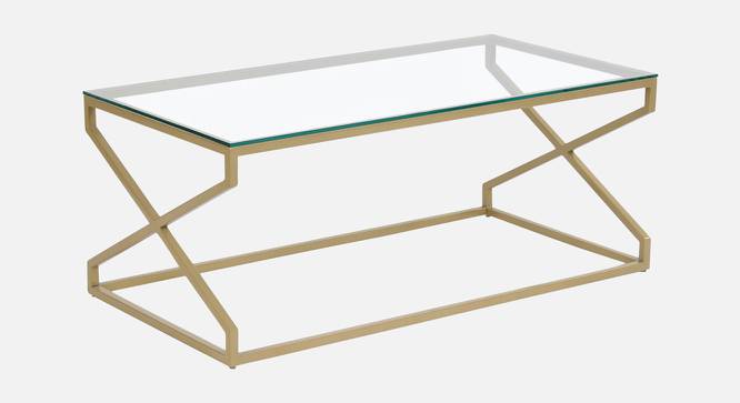 Melbourne Glass Coffee Table In Gold Finish - 1-10-1-2 (Golden Finish) by Urban Ladder - Front View Design 1 - 848055