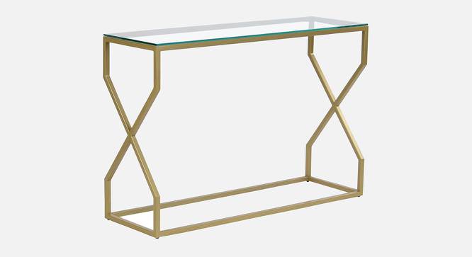 Melbourne Glass Console Table In Gold Finish - 1-10-3-2 (Golden Finish) by Urban Ladder - Front View Design 1 - 848057