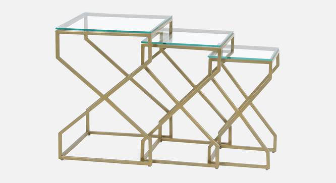 Melbourne Glass Nesting Side Table In Gold Finish - 1-10-6-2 (Golden Finish) by Urban Ladder - Front View Design 1 - 848059
