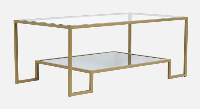 Bridgeview Glass Coffee Table In Gold finish - 1-19-1-2 (Golden Finish) by Urban Ladder - Front View Design 1 - 848061
