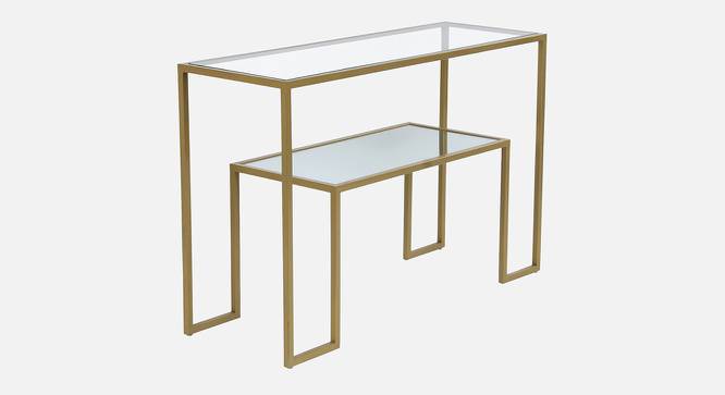 Bridgeview Glass Console Table In Gold Finish - 1-19-3-2 (Golden Finish) by Urban Ladder - Front View Design 1 - 848066