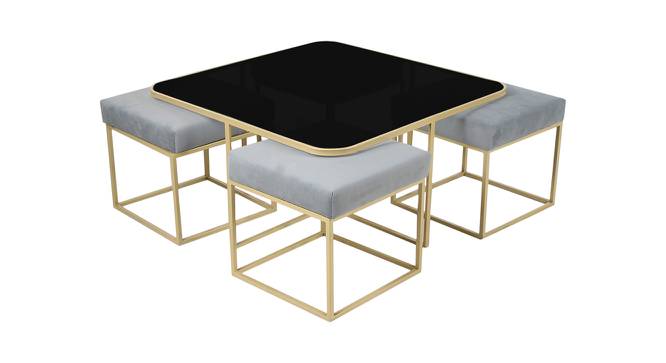 Benton Nesting Black Glass Coffee Table Set With 4 Stools In Gold Finish - 1-21-12-6 (Golden Finish) by Urban Ladder - Front View Design 1 - 848082