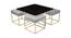 Benton Nesting Black Glass Coffee Table Set With 4 Stools In Gold Finish - 1-21-12-6 (Golden Finish) by Urban Ladder - Front View Design 1 - 848082