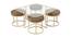 Benton Nesting Clear Glass Coffee Table Set With 4 Stools In Gold Finish - 1-21-12-9 (Golden Finish) by Urban Ladder - Front View Design 1 - 848089