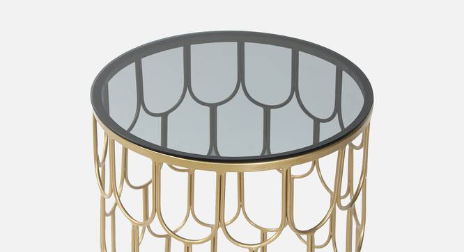 Belmont Black Glass Side Table In Gold Finish - 1-1-2-3 (Golden Finish) by Urban Ladder - Design 1 Side View - 848127