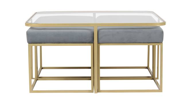 Benton Nesting Clear Glass Coffee Table Set With 4 Stools In Gold Finish - 1-21-12-5 (Golden Finish) by Urban Ladder - Design 1 Side View - 848130
