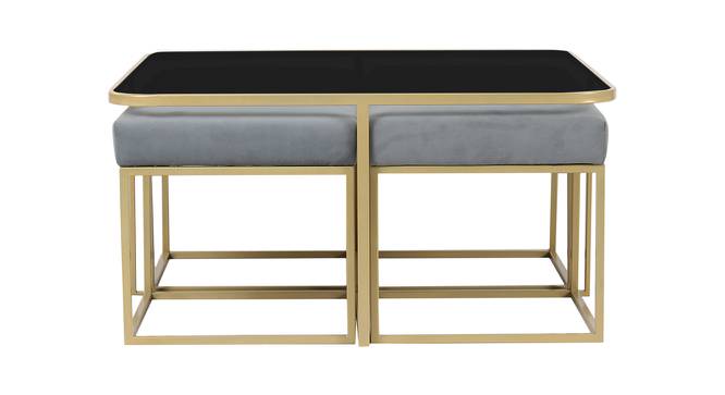 Benton Nesting Black Glass Coffee Table Set With 4 Stools In Gold Finish - 1-21-12-6 (Golden Finish) by Urban Ladder - Design 1 Side View - 848131