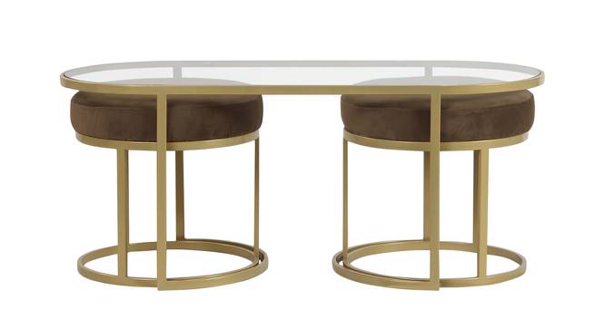 Benton Nesting Clear Glass Coffee Table Set With 2 Stools In Gold Finish - 1-21-12-7 (Golden Finish) by Urban Ladder - Design 1 Side View - 848132