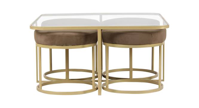 Benton Nesting Clear Glass Coffee Table Set With 4 Stools In Gold Finish - 1-21-12-9 (Golden Finish) by Urban Ladder - Design 1 Side View - 848136