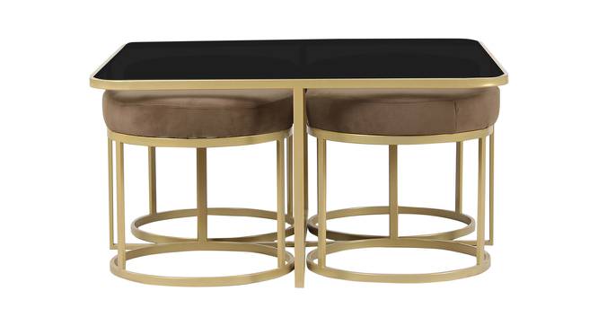 Benton Nesting Black Glass Coffee Table Set With 4 Stools In Gold Finish - 1-21-12-10 (Golden Finish) by Urban Ladder - Design 1 Side View - 848137