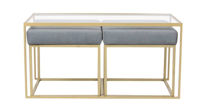 Benton Nesting Clear Glass Coffee Table Set With 2 Stools In Gold Finish - 1-21-12-11 (Golden Finish) by Urban Ladder - Design 1 Side View - 848138