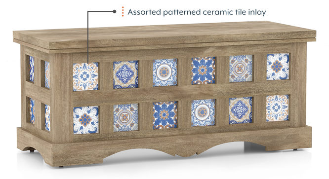 Azul Solid Wood Blanket Box (White, Brushed Bali Oak Finish) by Urban Ladder - Cross View Design 1 - 848555