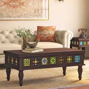 Azul Range Design Azul Rectangular Solid Wood Coffee Table in Brushed Walnut Finish