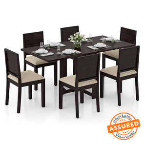Extendable Folding Dining Table Sets Design Danton 3-to-6 Seater Folding Dining Table With set of 6 Oribi Chairs (Mahogany Finish, Wheat Brown)