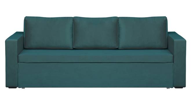 Morris Fabric 3 Seater Sofa Bed With Loose Cushions And Storage - Teal Green (Green) by Urban Ladder - Design 1 Side View - 848724