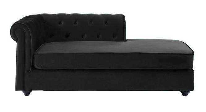 Ease Velvet Chaise Launger in T Blue  Colour (Black, Matte Finish) by Urban Ladder - Front View Design 1 - 851855