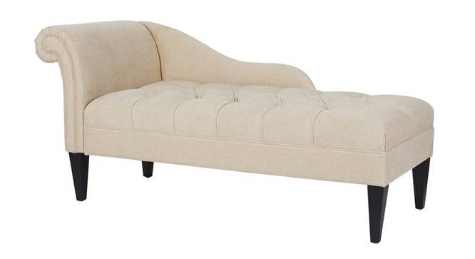 Andres Fabric Chaise Launger in Black Colour (Beige, Matte Finish) by Urban Ladder - Design 1 Side View - 851858