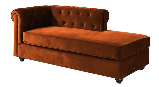 Ease Velvet Chaise Launger in T Blue  Colour (Brown, Matte Finish) by Urban Ladder - Design 1 Side View - 851875