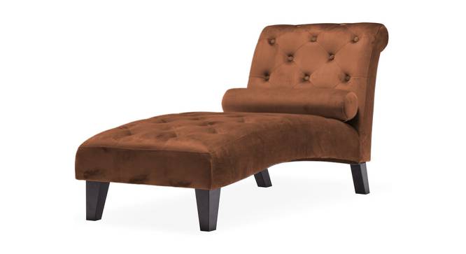 Knup Velvet Chaise Launger in T Blue Colour (Brown, Matte Finish) by Urban Ladder - Front View Design 1 - 851942