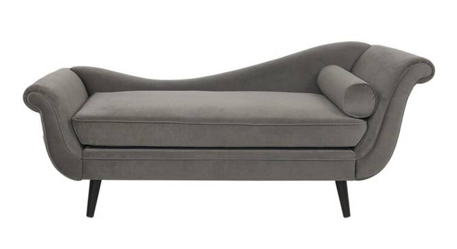 Kabera Velvet Chaise Launger in Yellow Colour (Grey, Matte Finish) by Urban Ladder - Front View Design 1 - 852041