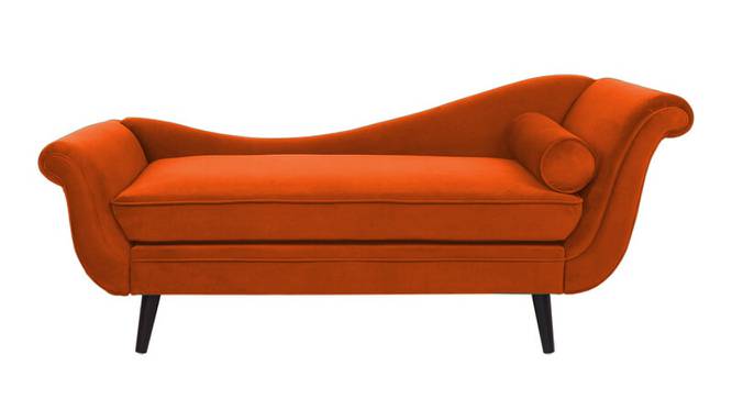 Kabera Velvet Chaise Launger in Yellow Colour (Orange, Matte Finish) by Urban Ladder - Front View Design 1 - 852047