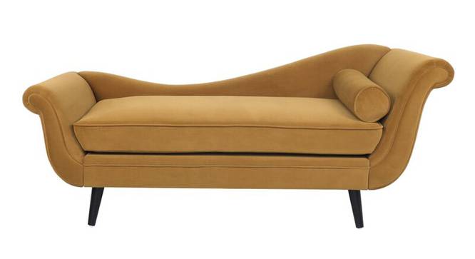 Kabera Velvet Chaise Launger in Yellow Colour (Yellow, Matte Finish) by Urban Ladder - Front View Design 1 - 852052