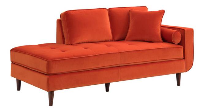 Mydril Velvet Chaise Launger in Orange Colour (Orange, Matte Finish) by Urban Ladder - Front View Design 1 - 852079