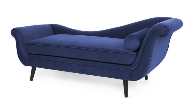 Kabera Velvet Chaise Launger in Yellow Colour (Navy Blue, Matte Finish) by Urban Ladder - Design 1 Side View - 852082