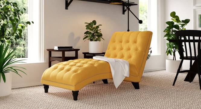 Pion Velvet Chaise Launger in Yellow Colour (Yellow, Matte Finish) by Urban Ladder - Front View Design 1 - 852088
