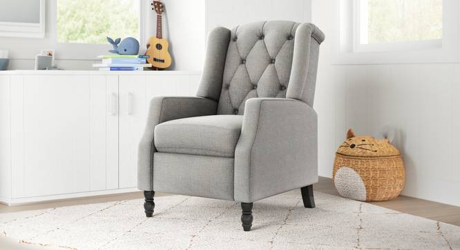 Louis Modern Reckiner Chair with Reciner Velvet in Dark Grey Colour (Dark Grey, Matte Finish) by Urban Ladder - Front View Design 1 - 852115