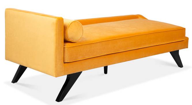 Euclid Velvet Chaise Launger in Yellow  Colour (Yellow, Matte Finish) by Urban Ladder - Front View Design 1 - 852314