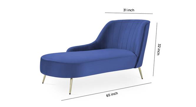 Henz Velvet Chaise Launger in T Blue Colour (Black, Matte Finish) by Urban Ladder - Front View Design 1 - 852326