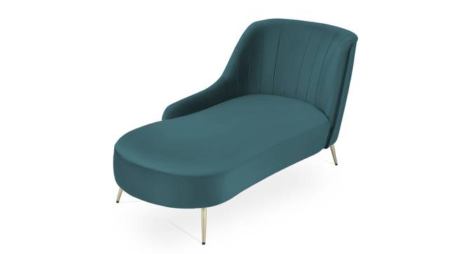 Henz Velvet Chaise Launger in T Blue Colour (Black, Matte Finish) by Urban Ladder - Front View Design 1 - 852329