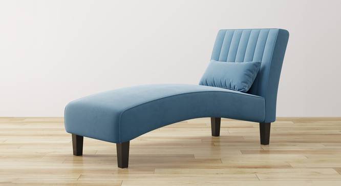 Fiest Velvet Chaise Launger in T Blue  Colour (Blue, Matte Finish) by Urban Ladder - Design 1 Side View - 852334