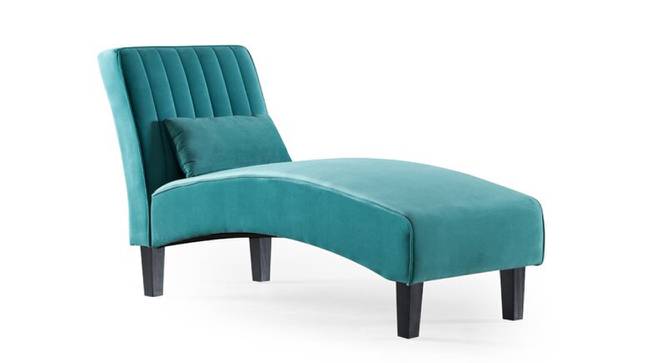 Fiest Velvet Chaise Launger in T Blue  Colour (Turquoise Blue, Matte Finish) by Urban Ladder - Design 1 Side View - 852338