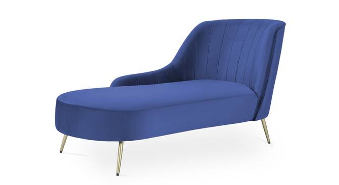 Henz Velvet Chaise Launger in T Blue Colour (Black, Matte Finish) by Urban Ladder - Design 1 Side View - 852344