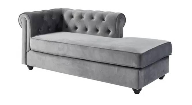 Ease Velvet Chaise Launger in T Blue  Colour (Grey, Matte Finish) by Urban Ladder - Front View Design 1 - 852373