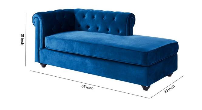 Ease Velvet Chaise Launger in T Blue  Colour (Navy Blue, Matte Finish) by Urban Ladder - Front View Design 1 - 852376