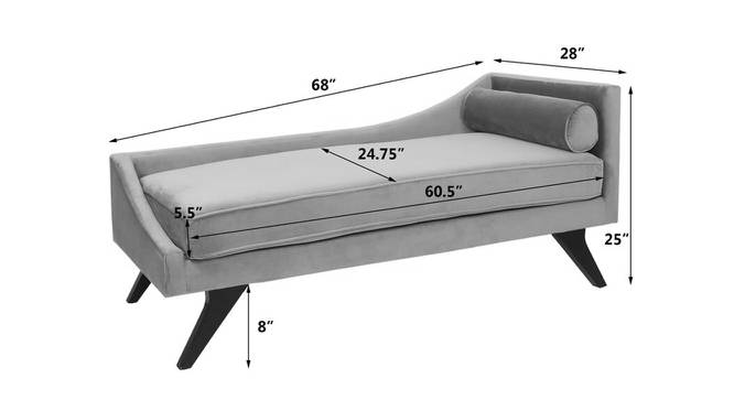 Euclid Velvet Chaise Launger in Yellow  Colour (Grey, Matte Finish) by Urban Ladder - Front View Design 1 - 852381