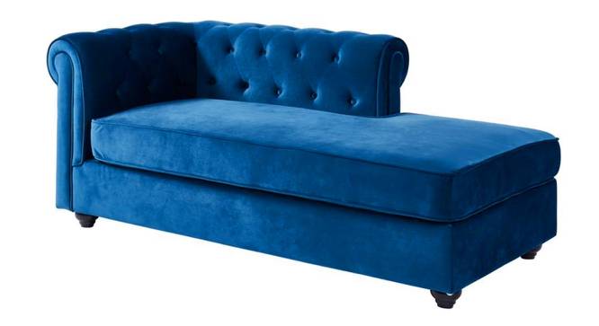 Ease Velvet Chaise Launger in T Blue  Colour (Navy Blue, Matte Finish) by Urban Ladder - Design 1 Side View - 852396