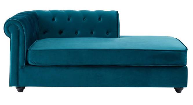 Ease Velvet Chaise Launger in T Blue  Colour (Turquoise Blue, Matte Finish) by Urban Ladder - Design 1 Side View - 852399