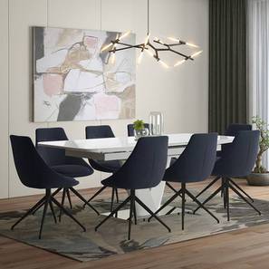 Extendable Dining Table Set Design Caribu 6 to 8 Extendable - Doris (Fabric) 8 Seater Dining Table Set (Blue)