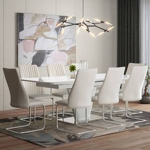 All 8 Seater Dining Table Sets Design Caribu 6 to 8 Extendable - Ingrid (Leatherette) 8 Seater Dining Table Set (White)