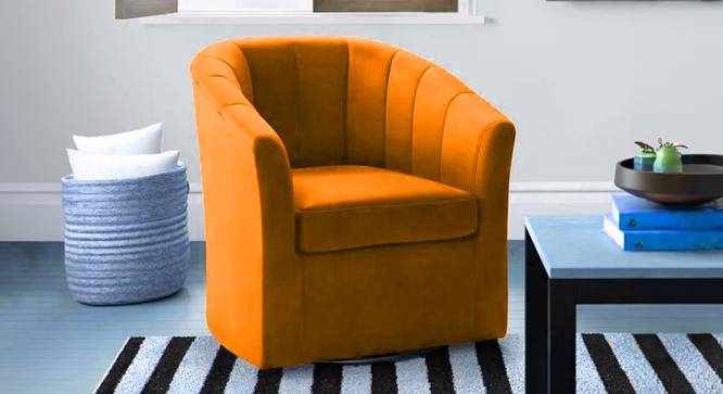 Barrin Swivel Solid Wood Barrel Chair in Purple Colour (Orange) by Urban Ladder - Front View Design 1 - 852670