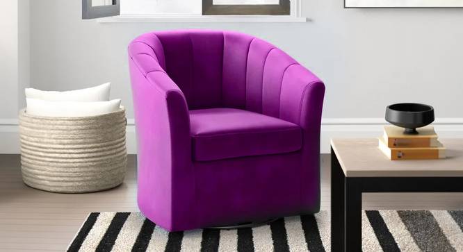 Barrin Swivel Solid Wood Barrel Chair in Purple Colour (Purple) by Urban Ladder - Front View Design 1 - 852671